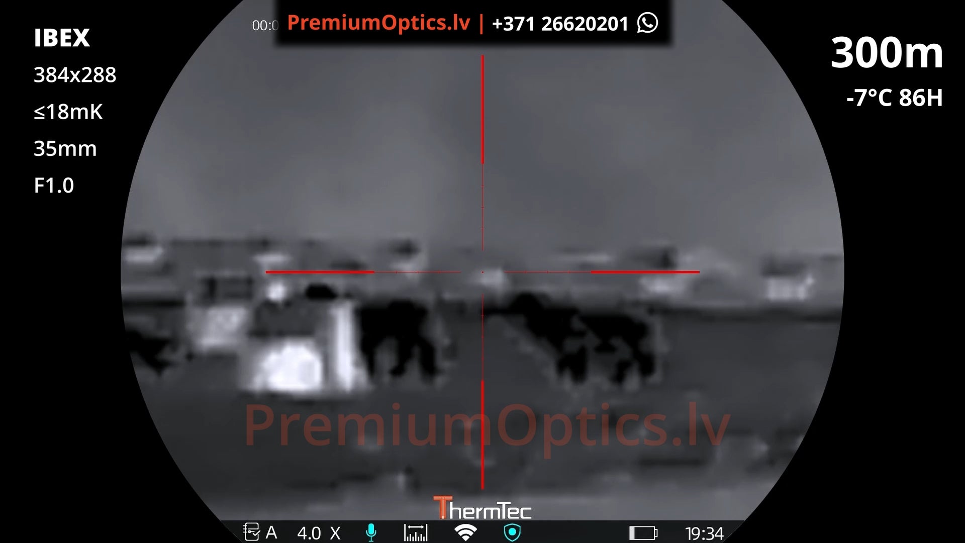 ThermTec Ibex termotēmēkļa tests 300 metros – attēla kvalitāte medību situācijā (4x palielinājums)