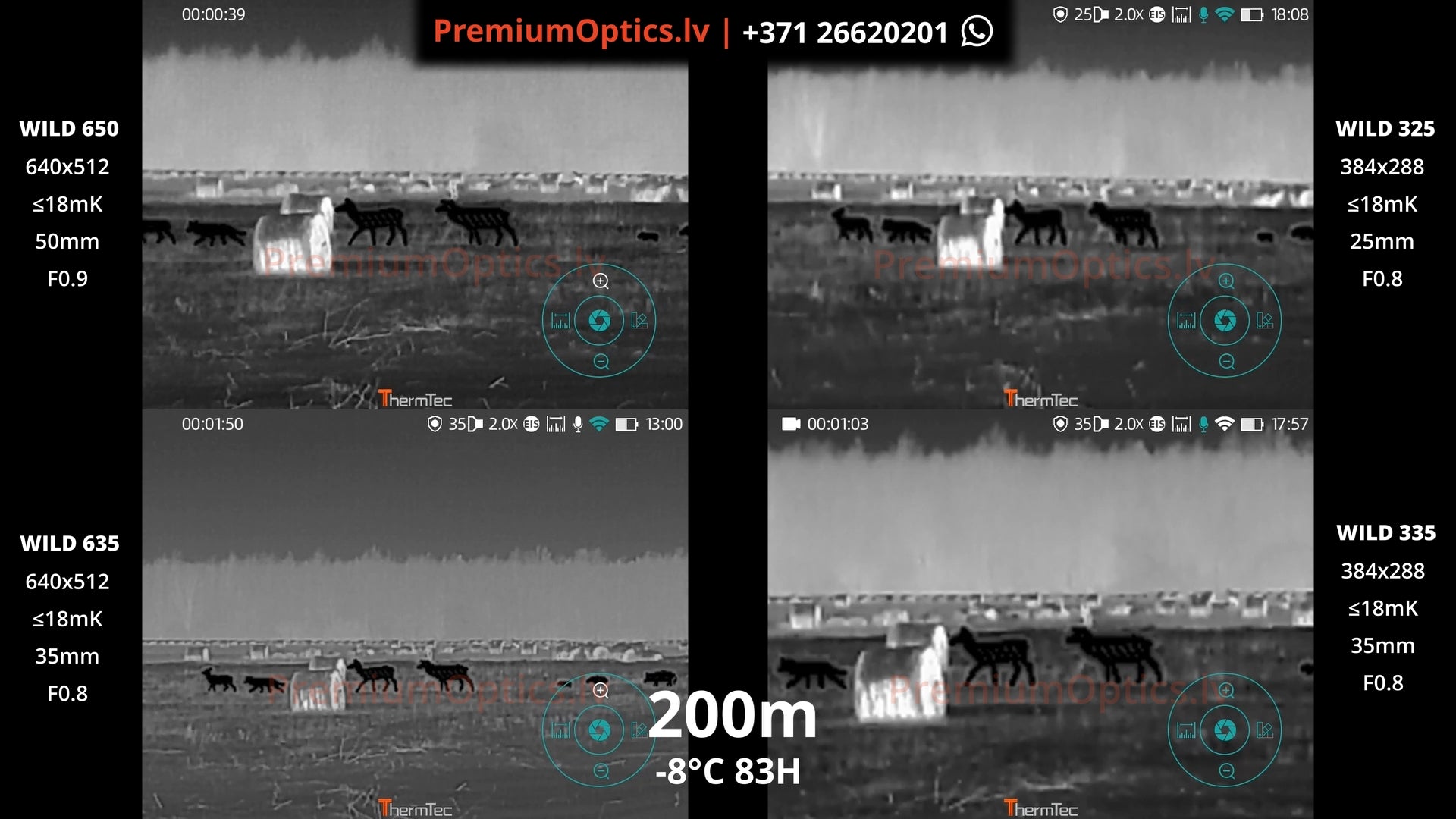ThermTec Wild termokameras tests 200 metros – attēla kvalitāte dažādās distancēs (2x palielinājums)