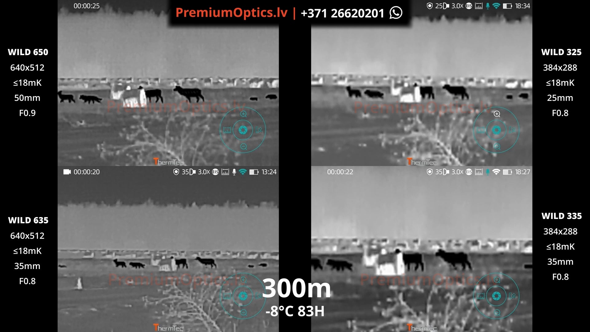 ThermTec Wild termokameras tests 300 metros – attēla kvalitāte dažādās distancēs (3x palielinājums)