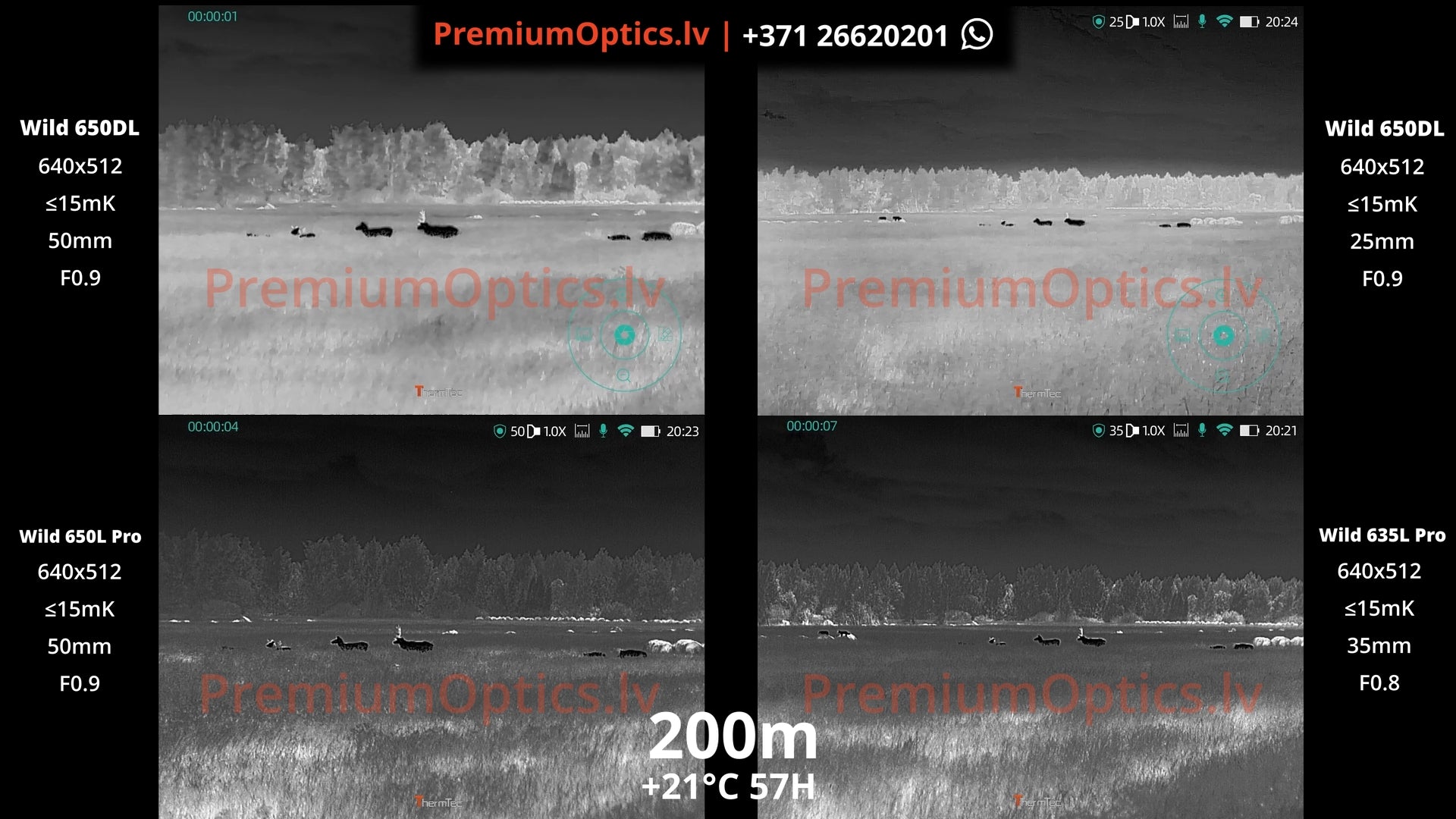 ThermTec Wild Pro termokameras 635l vs 650l vs 650dl tests Latvijas dabā 200 metros 1x palielinājums