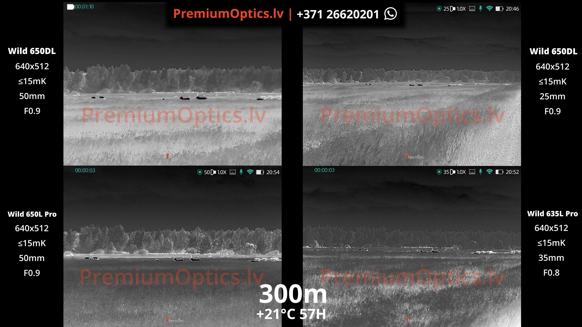 ThermTec Wild Pro termokameras 635l vs 650l vs 650dl tests Latvijas dabā 300 metros 1x palielinājums