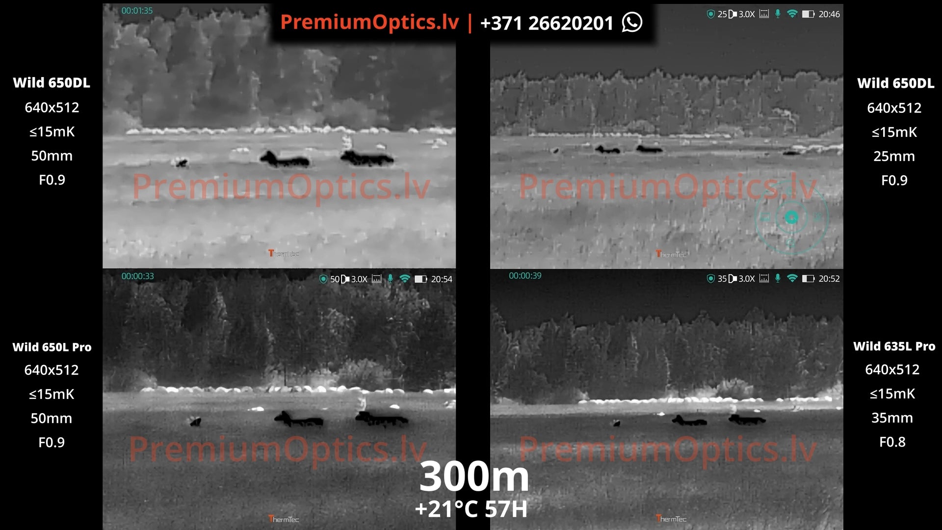 ThermTec Wild Pro termokameras 635l vs 650l vs 650dl tests Latvijas dabā 300 metros 2x palielinājums