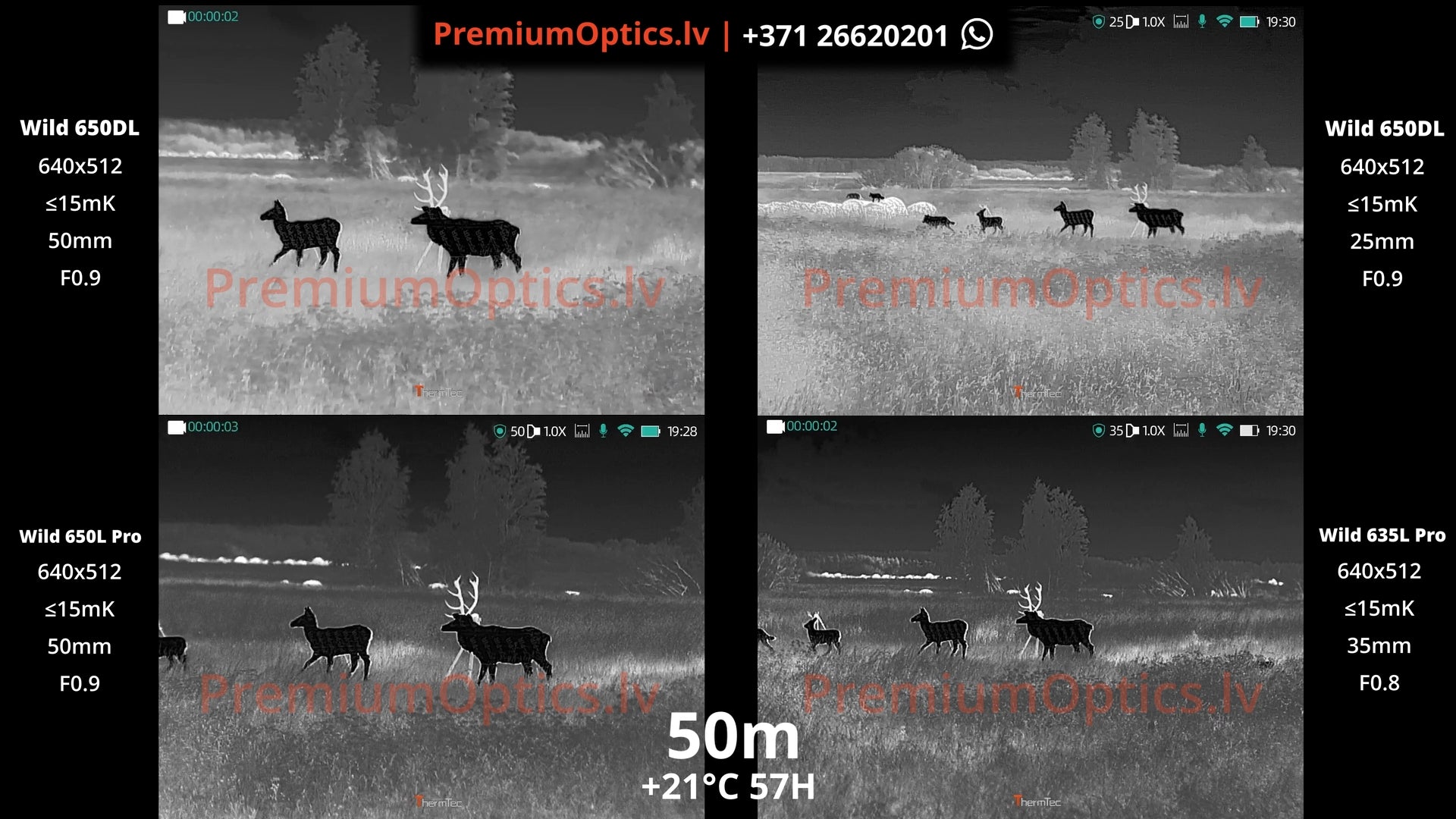 ThermTec Wild Pro termokameras 635l vs 650l vs 650dl tests Latvijas dabā 50 metros 1x palielinājums